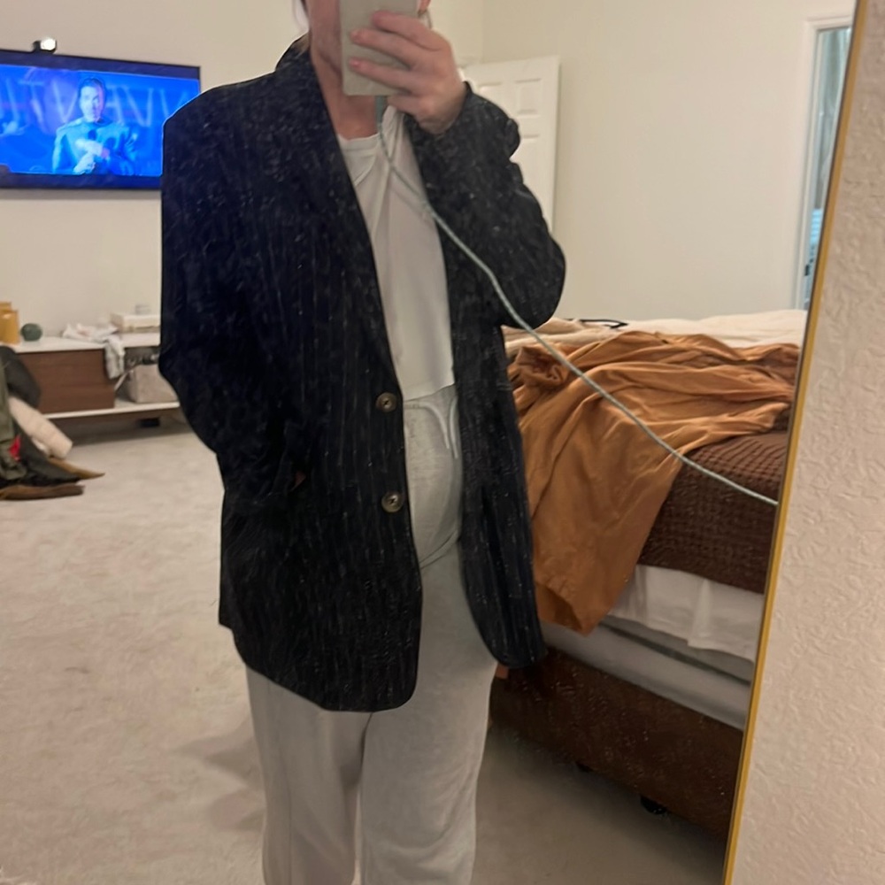 Steve Madden blazer - navy with white lines and dots